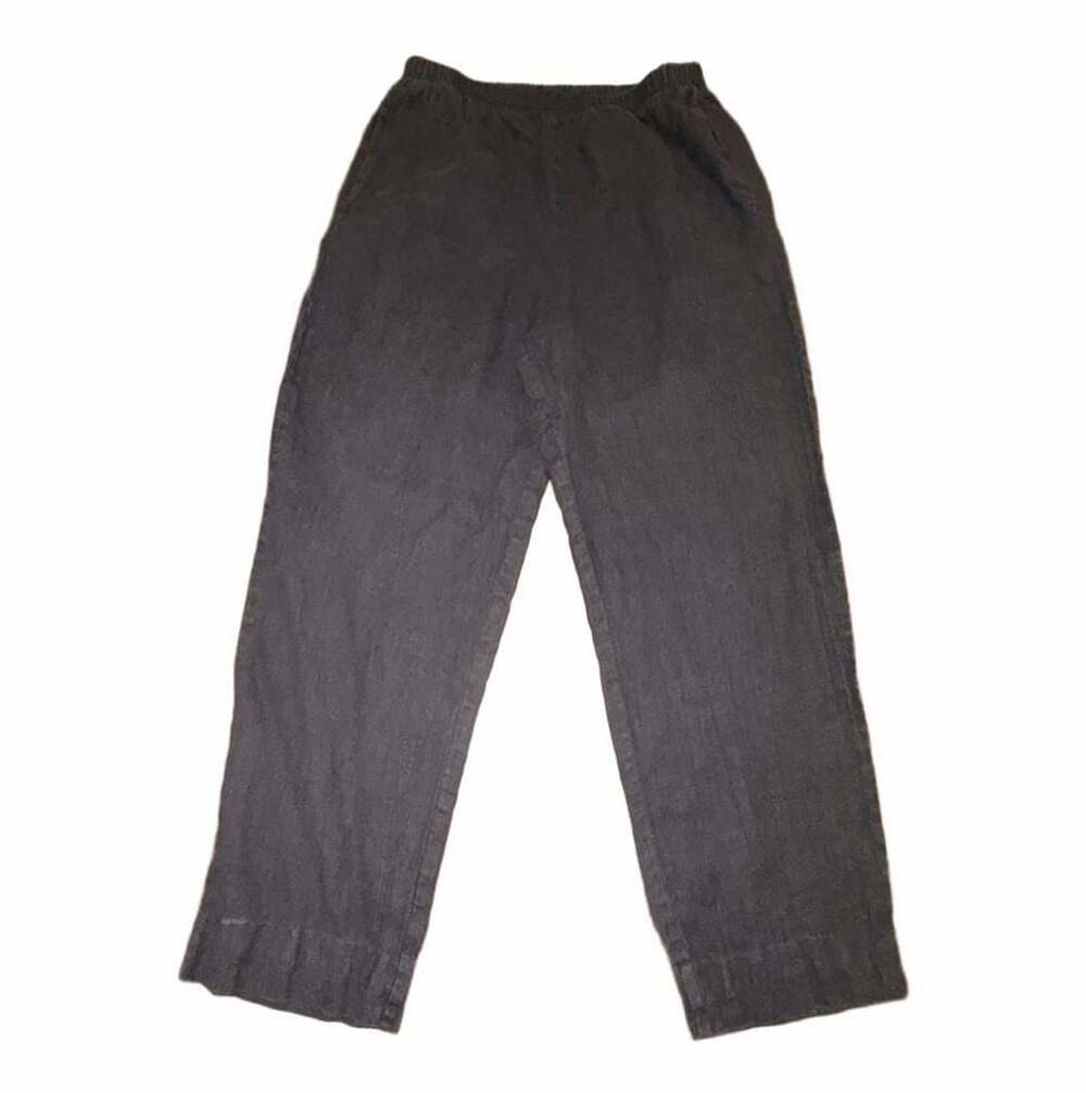 Sunbelt Linen Pants Size M Black Elastic Waist Casual Trousers